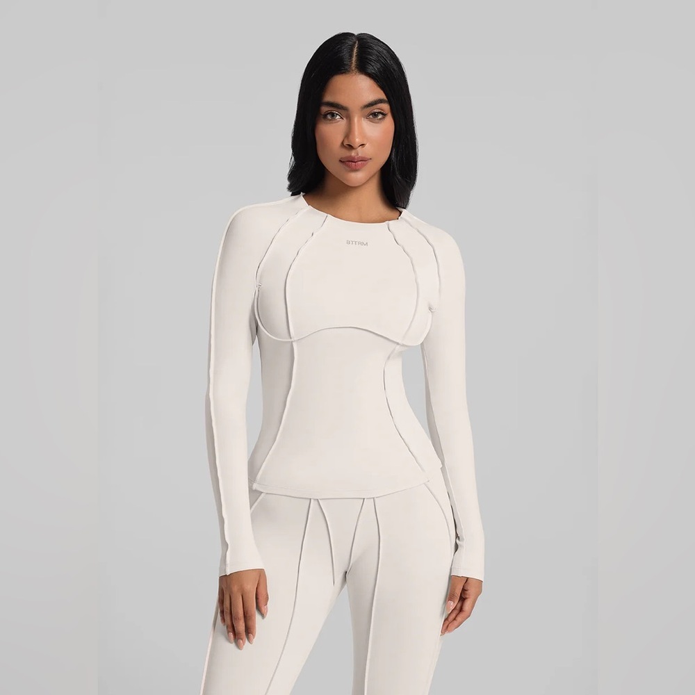 Better Me Contour Stitch Long Sleeve Top Sculpted Seams Gym Workout